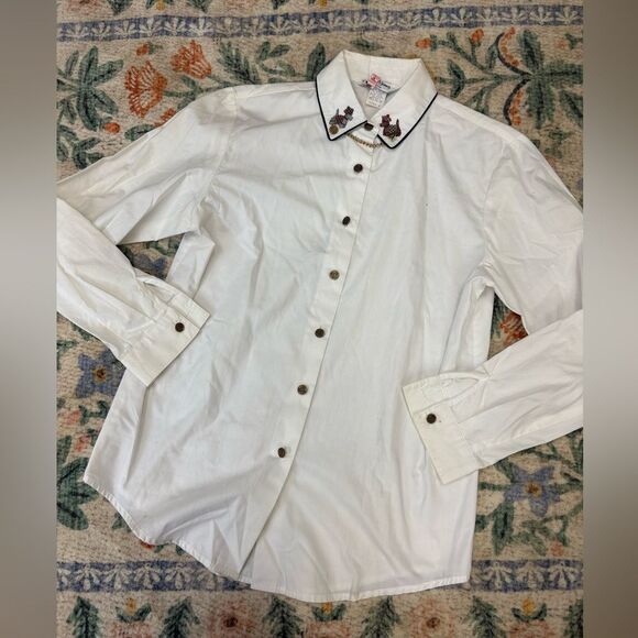 Vintage Sharon Young Westy Scotty Dog Shirt Button Embroidered size 6 - Picture 2 of 10